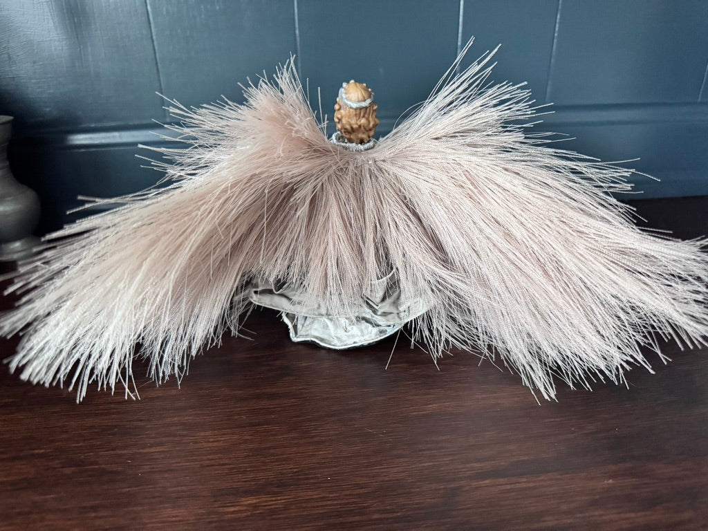 Hand-Painted Silver Gray Angel with Pampas Wings