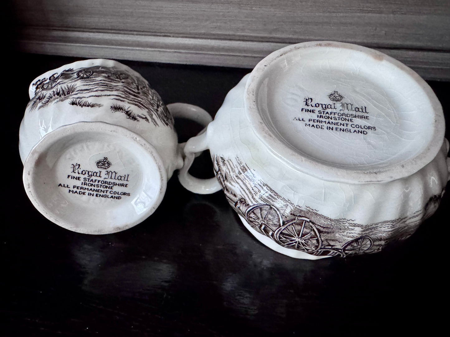 Royal Mail Staffordshire  England Ironstone Creamer and Sugar Set