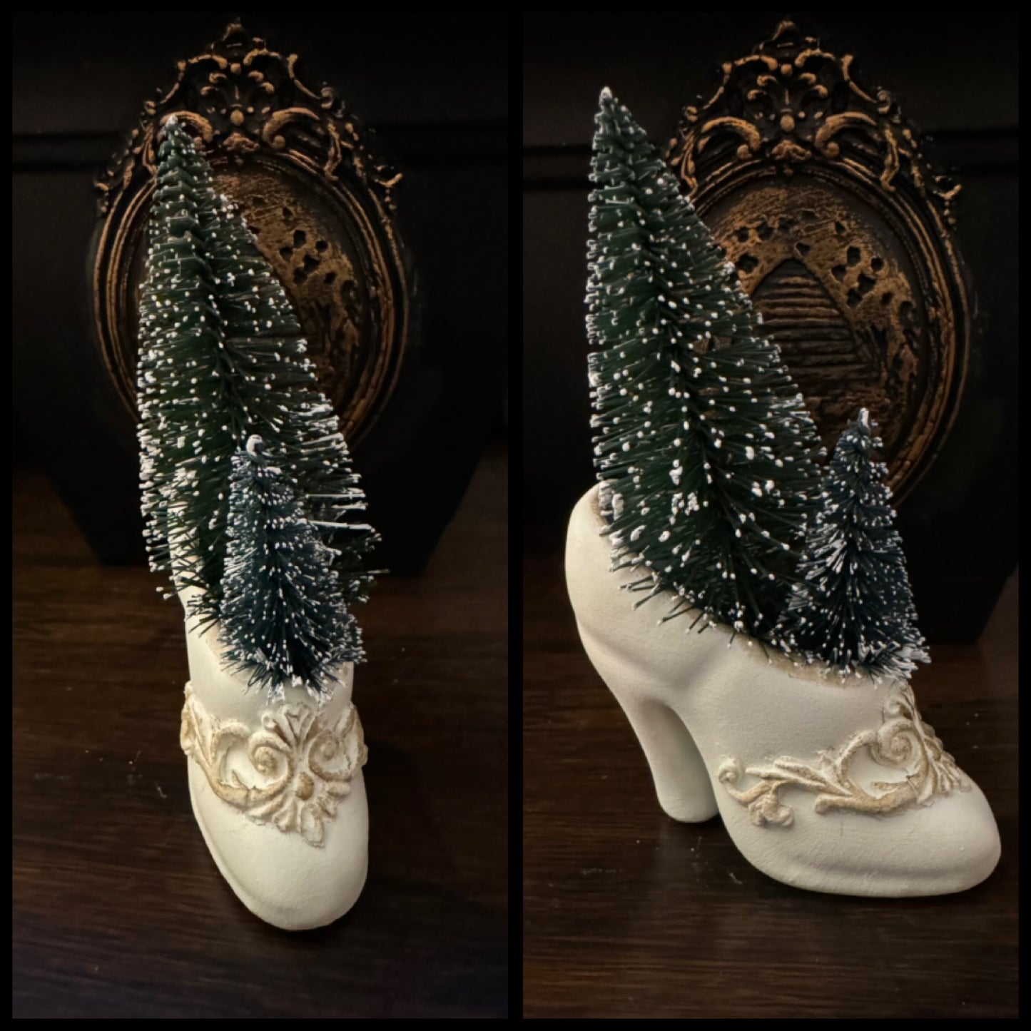 Miniature Porcelain Shoes with Bottle Trees