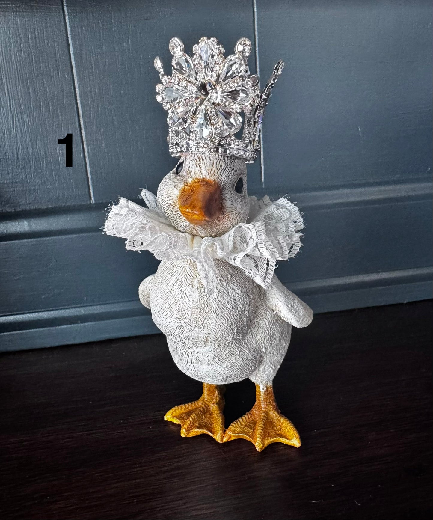 Hand Painted Crowned Duck Figurines