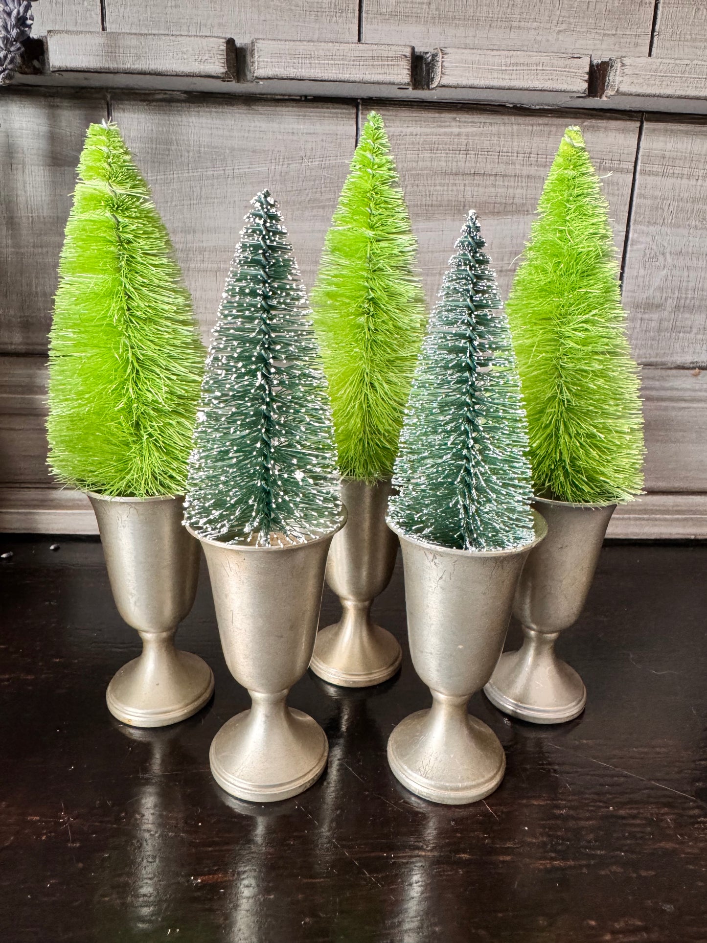 Small Pewter Chalice with Bottle Brush Tree