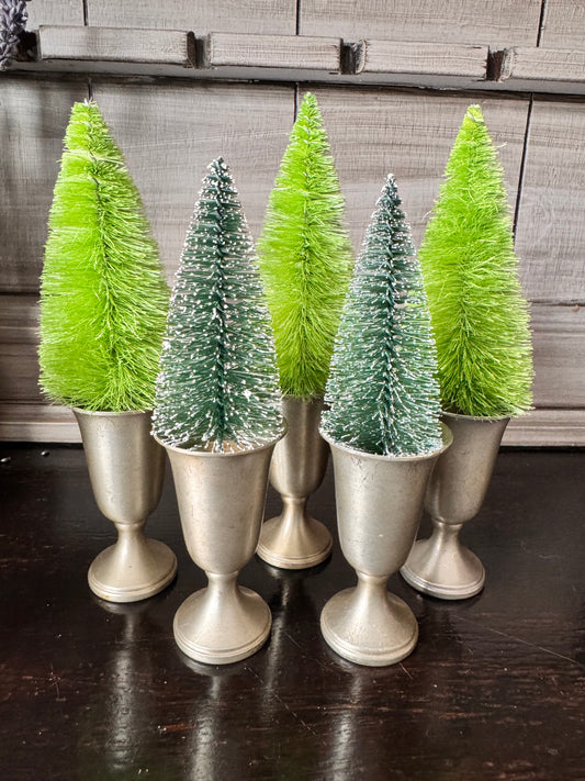 Small Pewter Chalice with Bottle Brush Tree