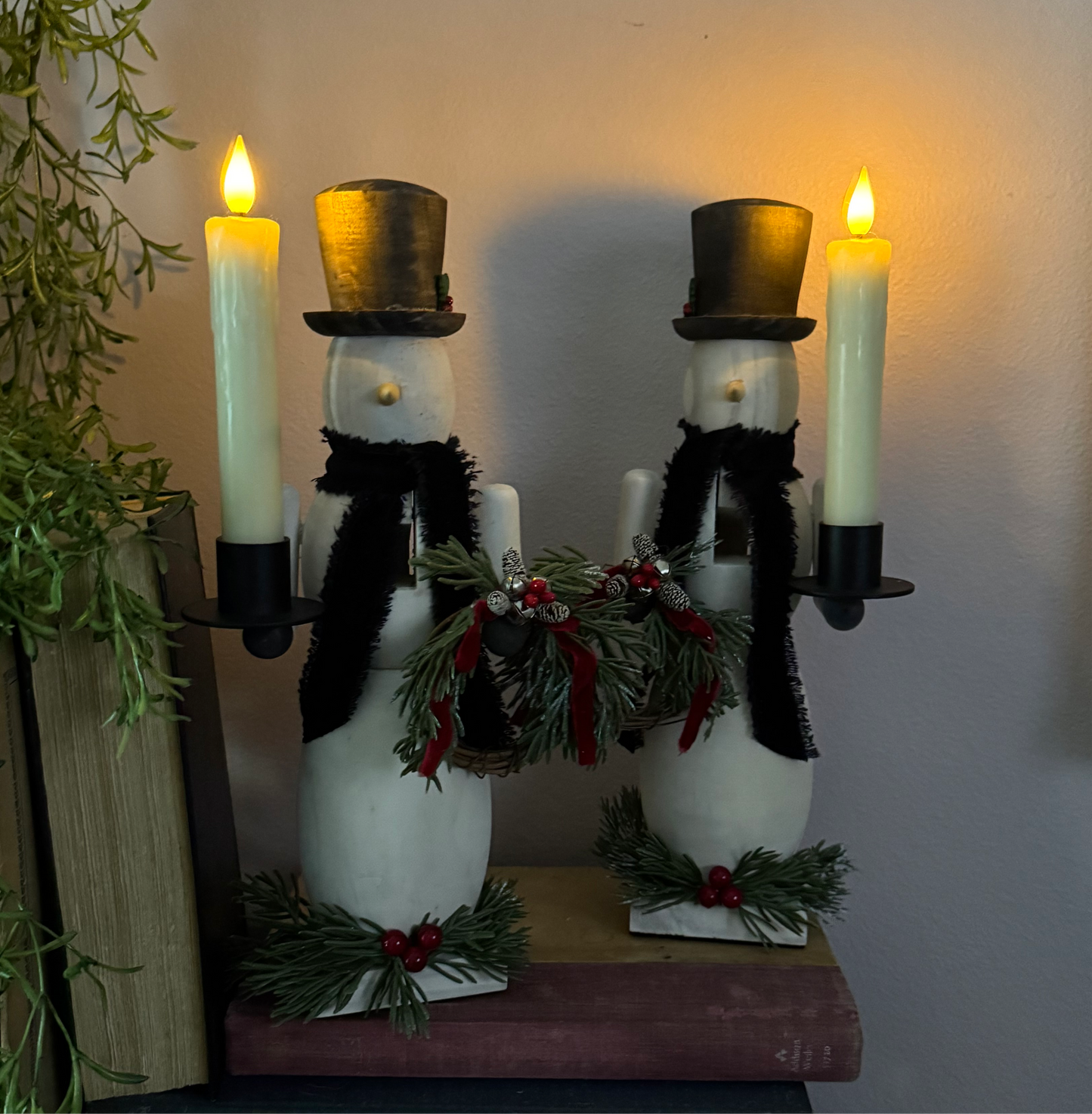 Snowman Nutcracker w/ Candle Holder