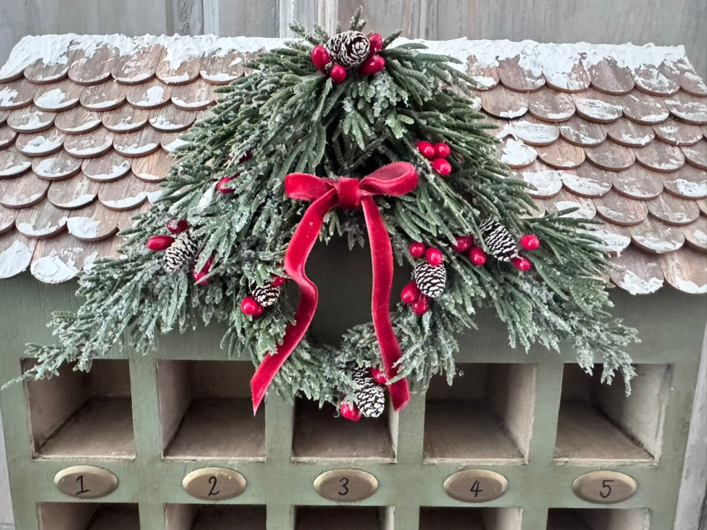 Hand-Painted Rustic Wooden Christmas Advent Calendar
