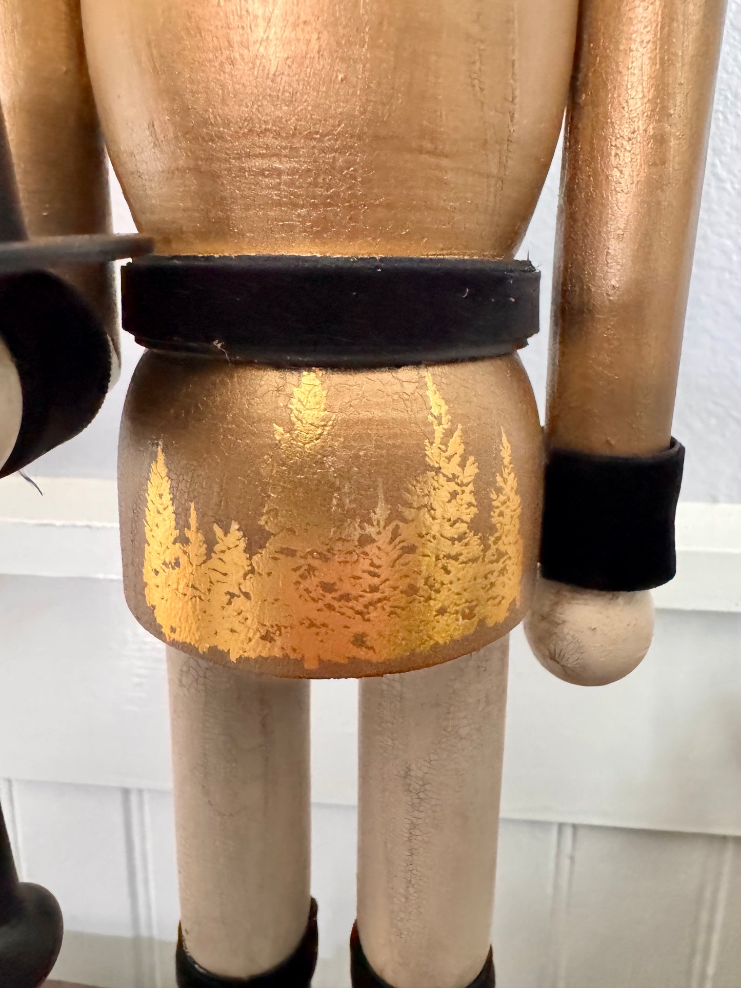 Hand Painted and Aged Wooden Nutcracker Candle Holder