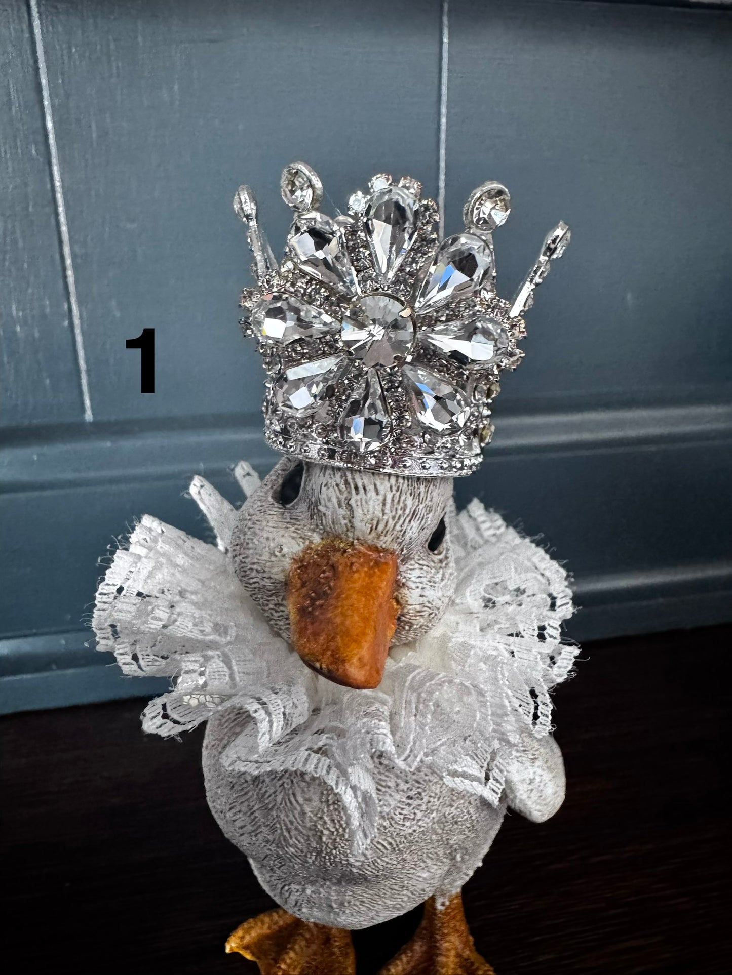 Hand Painted Crowned Duck Figurines