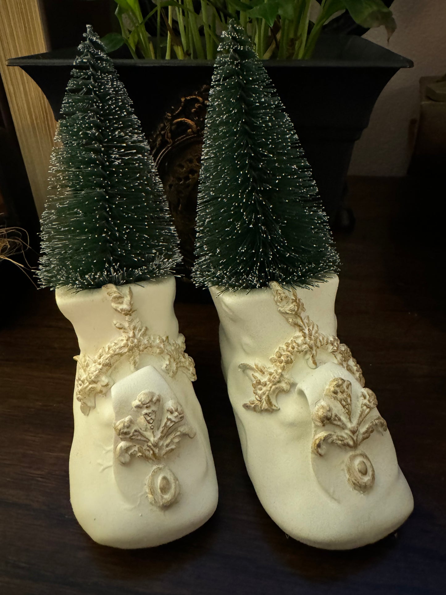 Miniature Porcelain Shoes with Bottle Trees