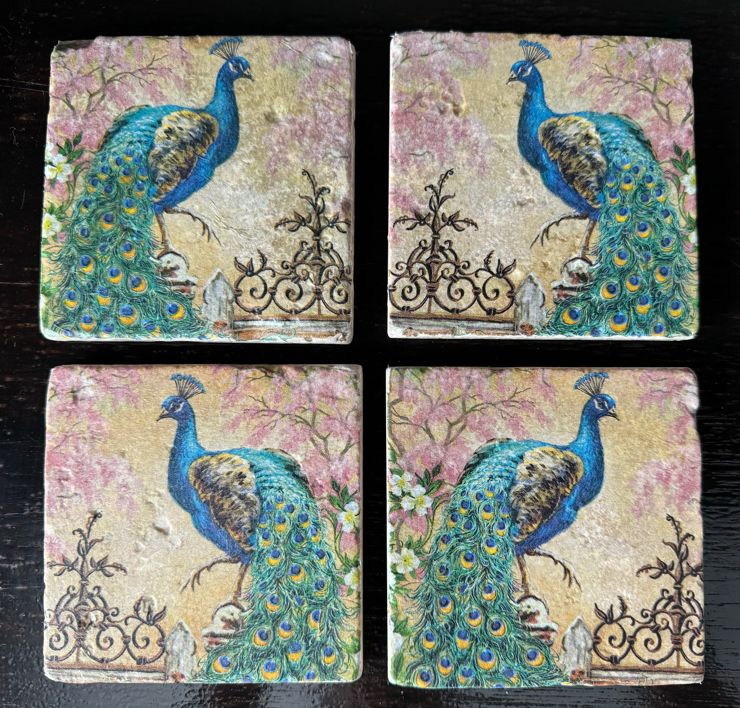 Peacock Travertine Tile Coasters