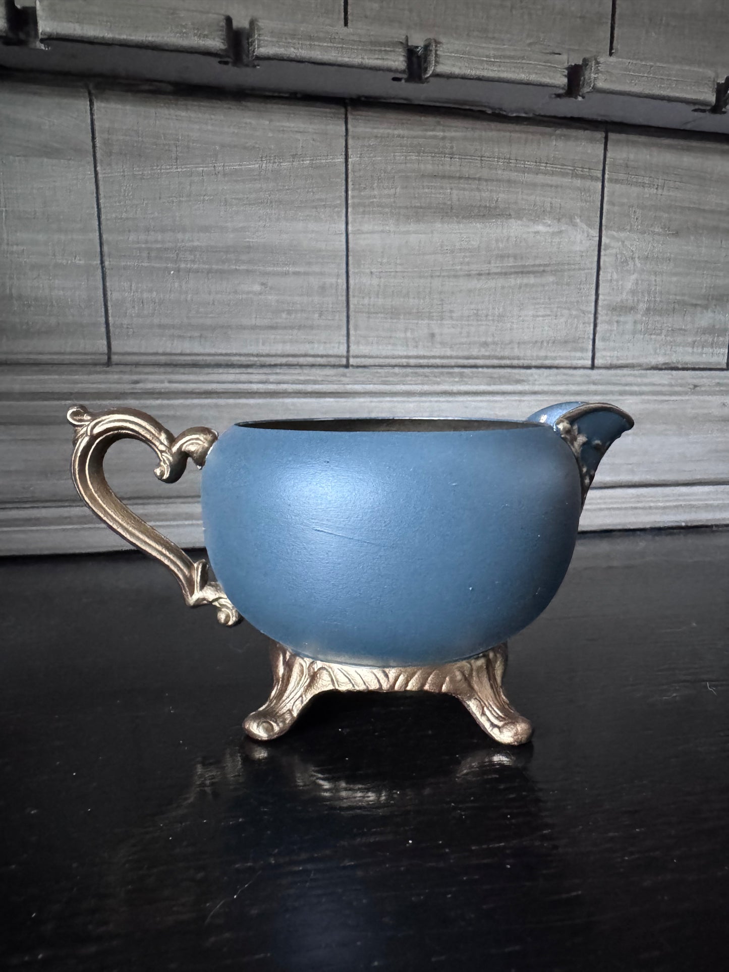 Hand Painted Silver Plate Creamer and Sugar Bowl w/Lid