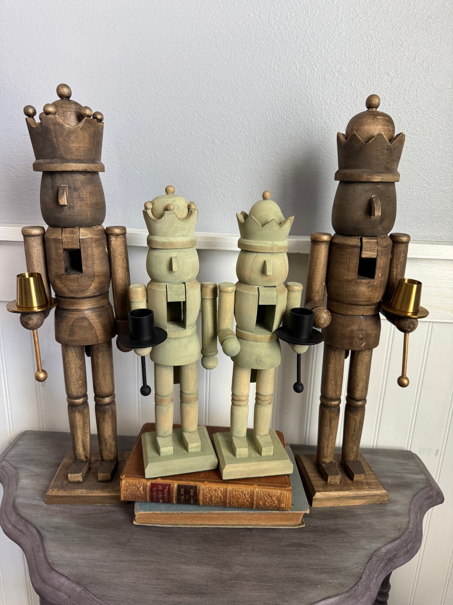 Wood & Green Stained Wooden Nutcrackers