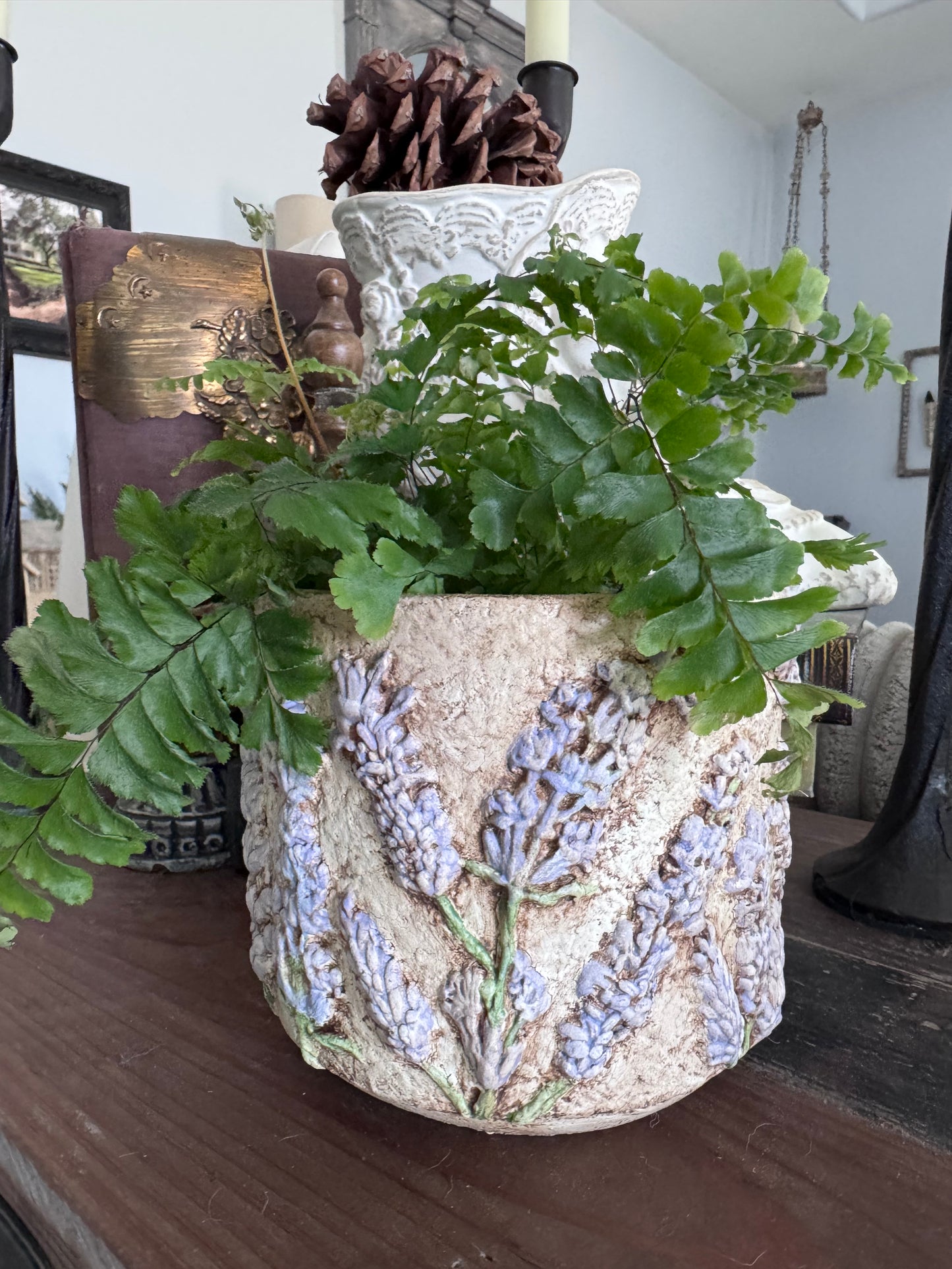 Hand Painted Round Lavender Planters