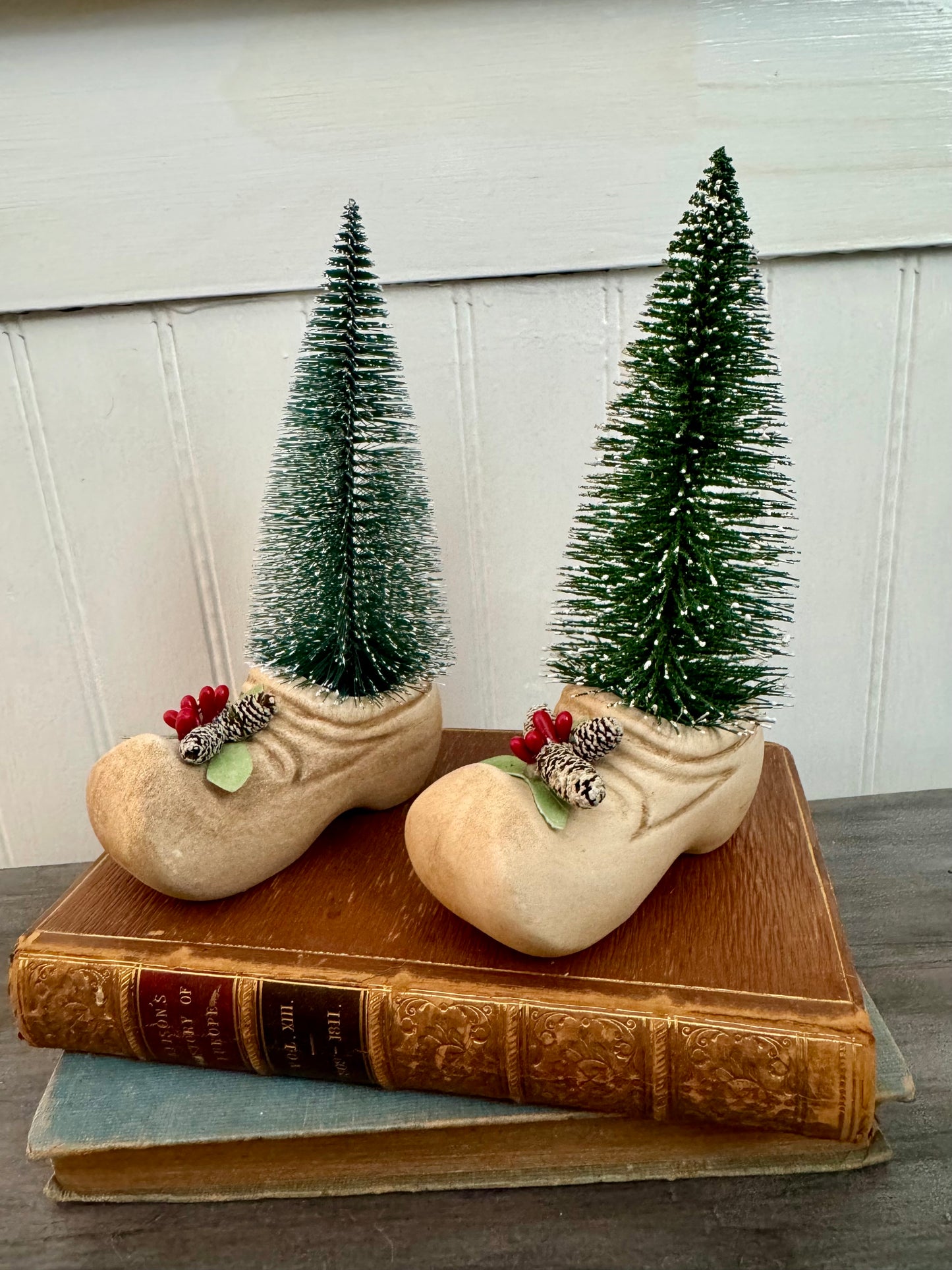 Miniature Porcelain Shoes with Bottle Trees