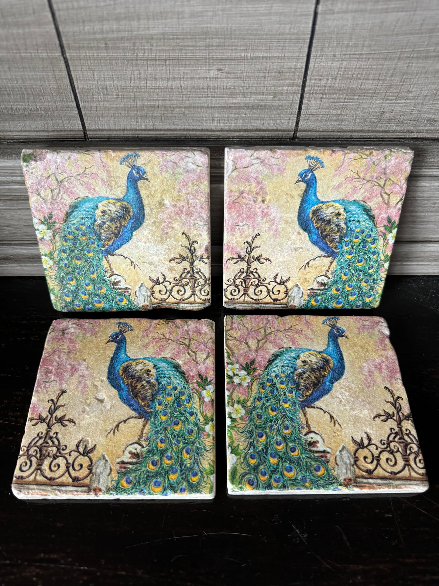 Peacock Travertine Tile Coasters