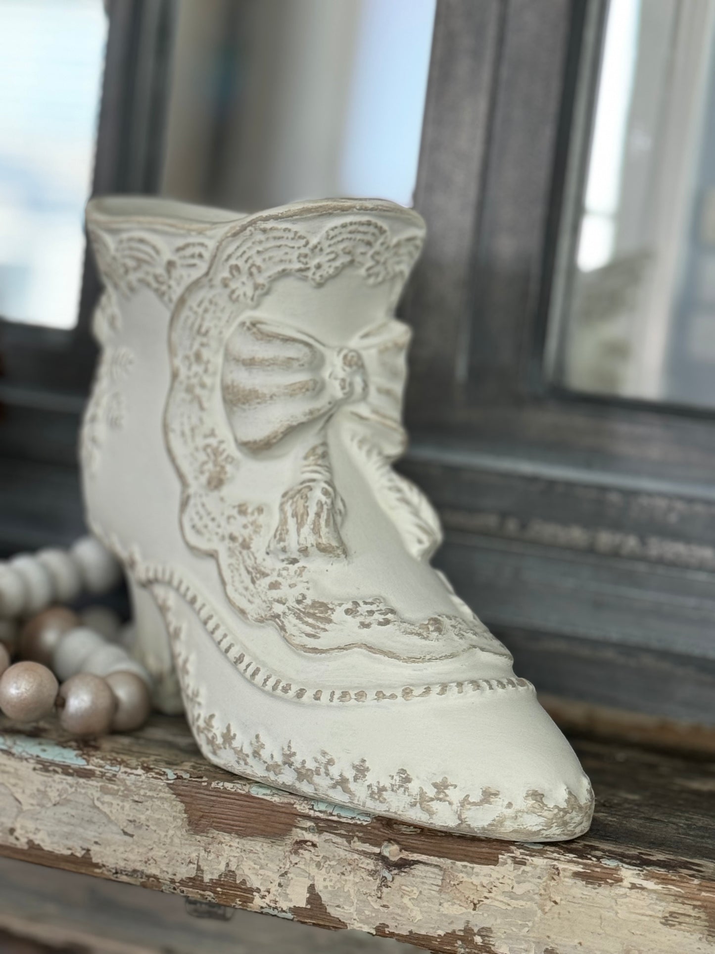 Hand Painted Porcelain Ankle Boot Planter