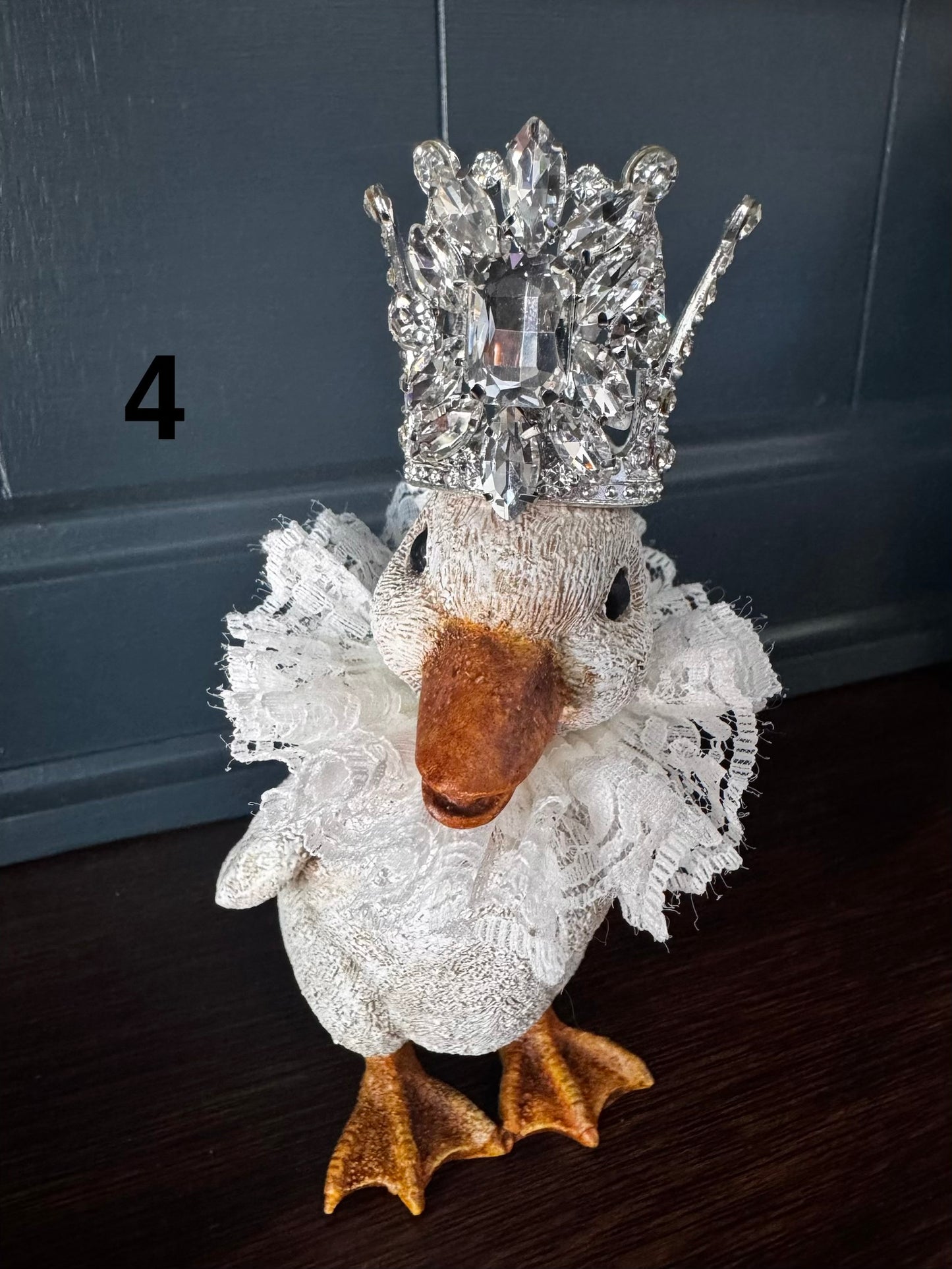 Hand Painted Crowned Duck Figurines