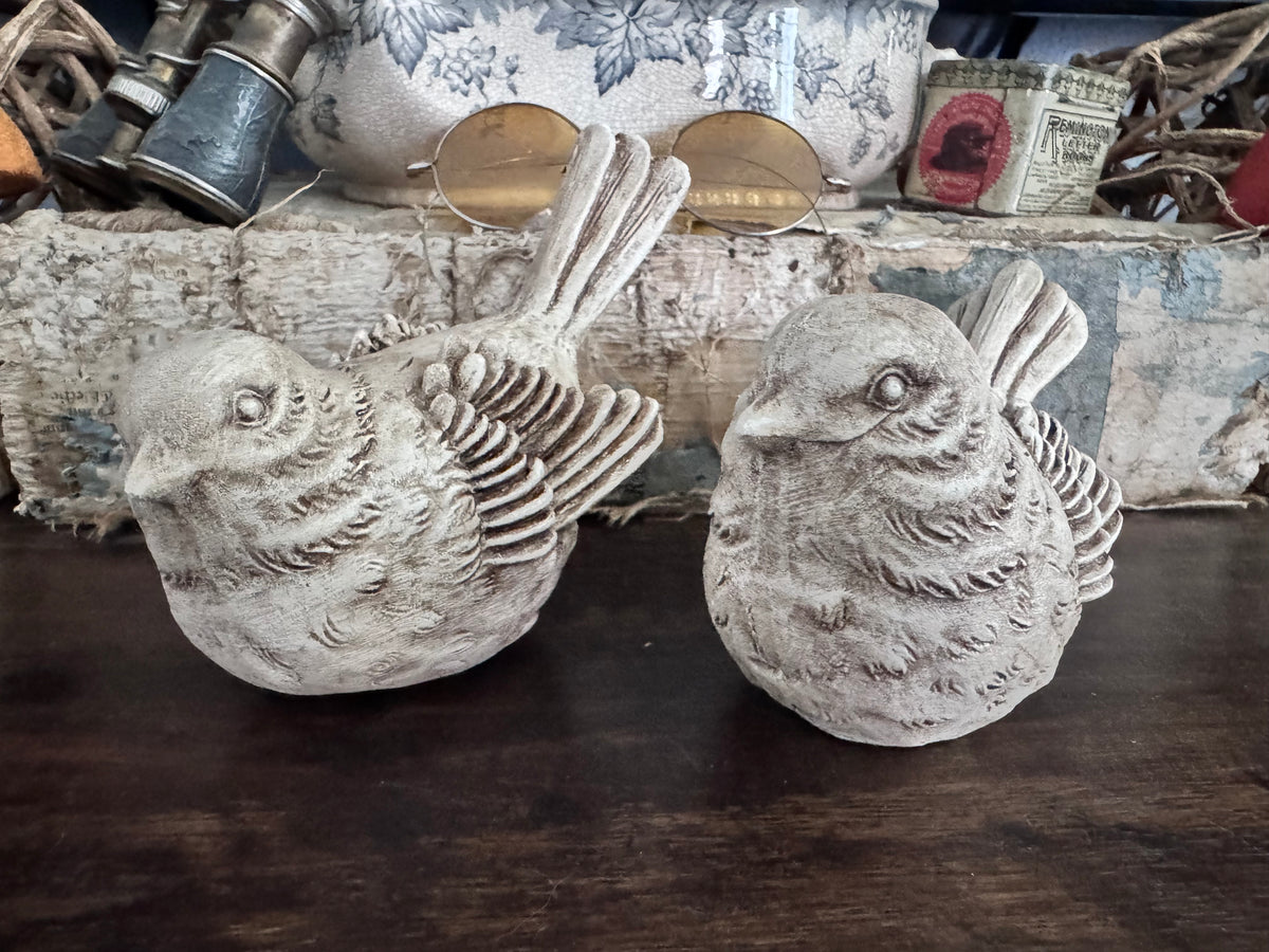 Hand Painted Resin Bird Figurines – Set of 2