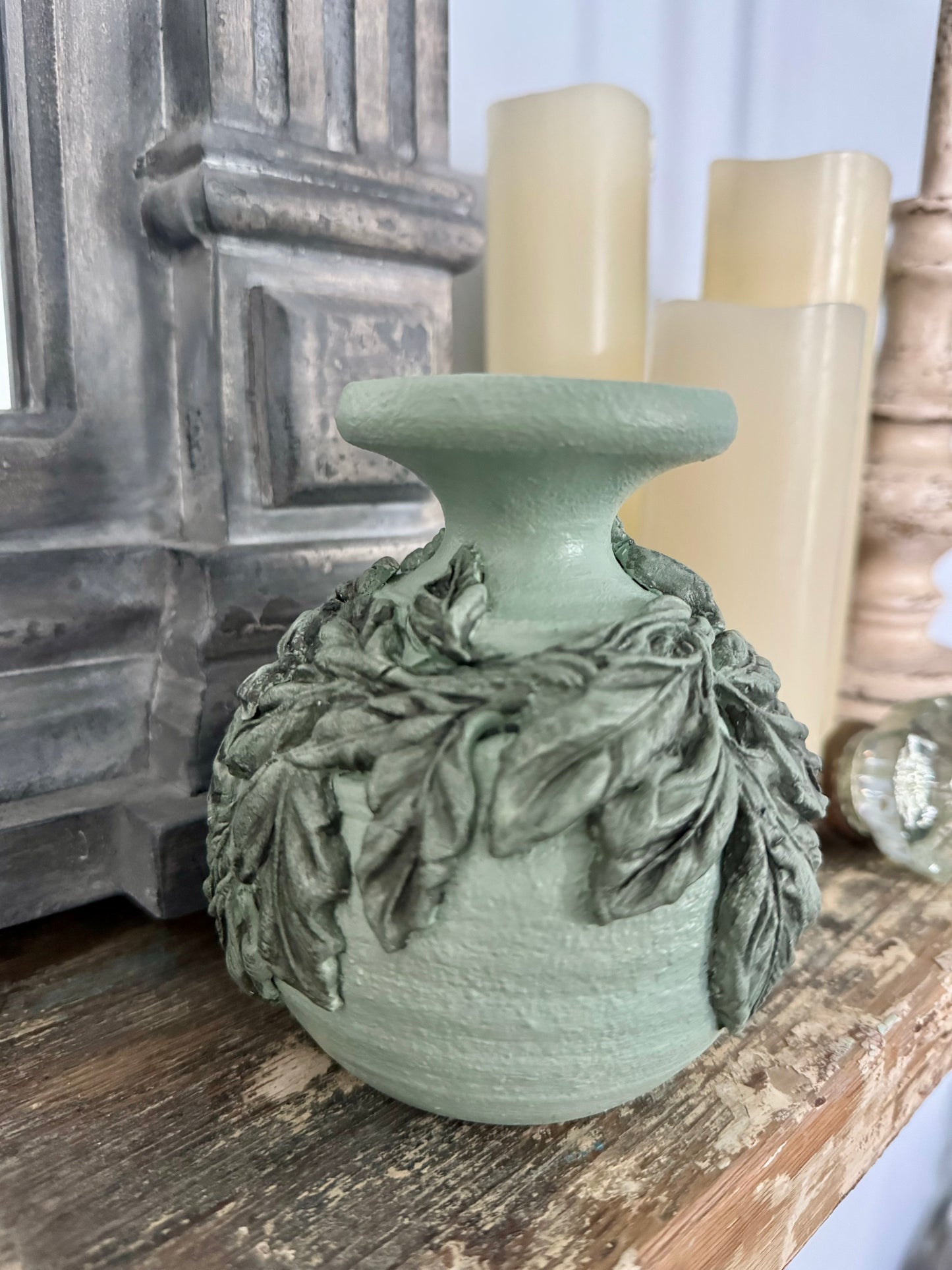 Terracotta Vase with Leaves