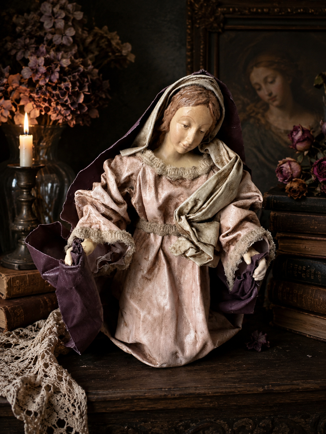 Hand Painted Romantic Madonna Figure