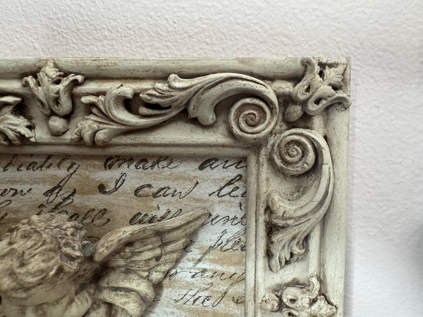 Hand Painted Cherub Wall Frame | Vintage Baroque Angel Wall Decor