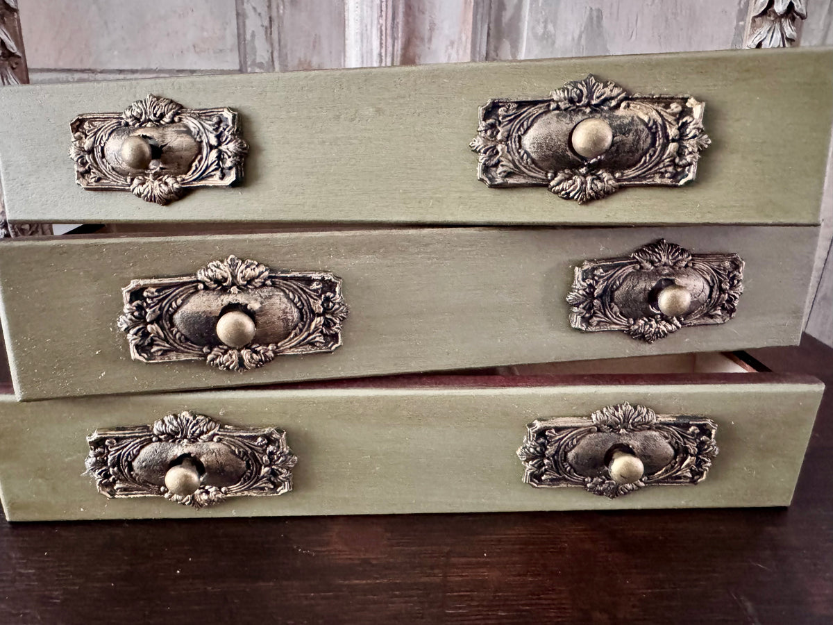 Refinished Wood Jewelry Cabinet with Mirror
