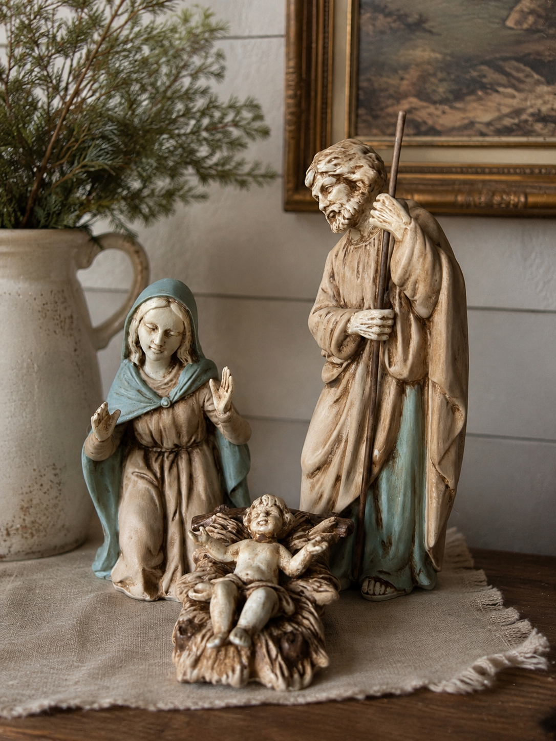 Hand-Painted Ceramic Holy Family Nativity Set