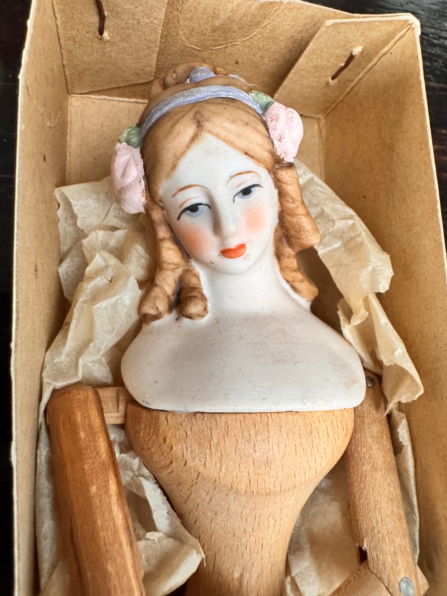 Vintage Shackman Bisque Doll with a Wooden Body