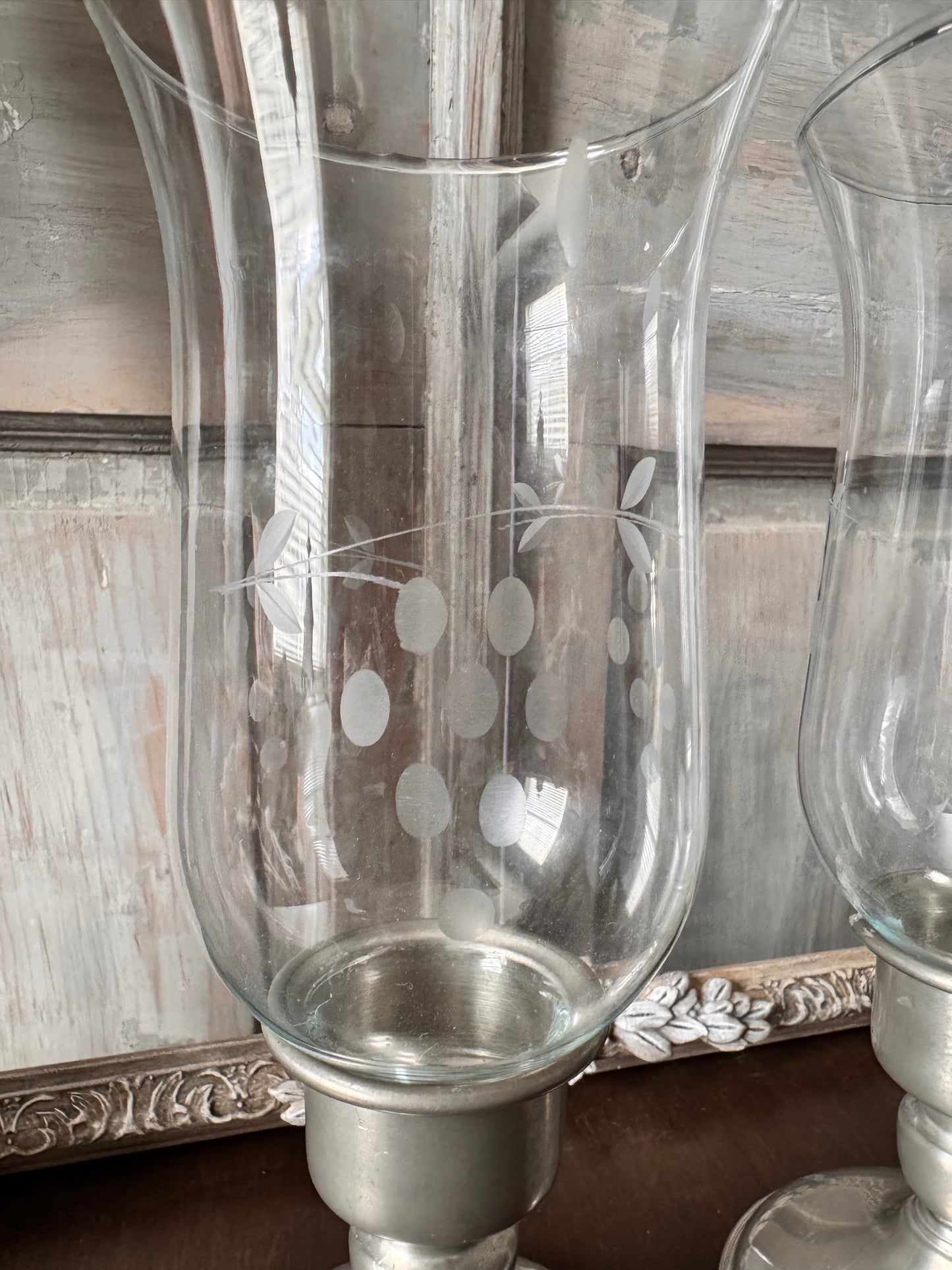 Weighted Pewter Hurricane Candle Holder