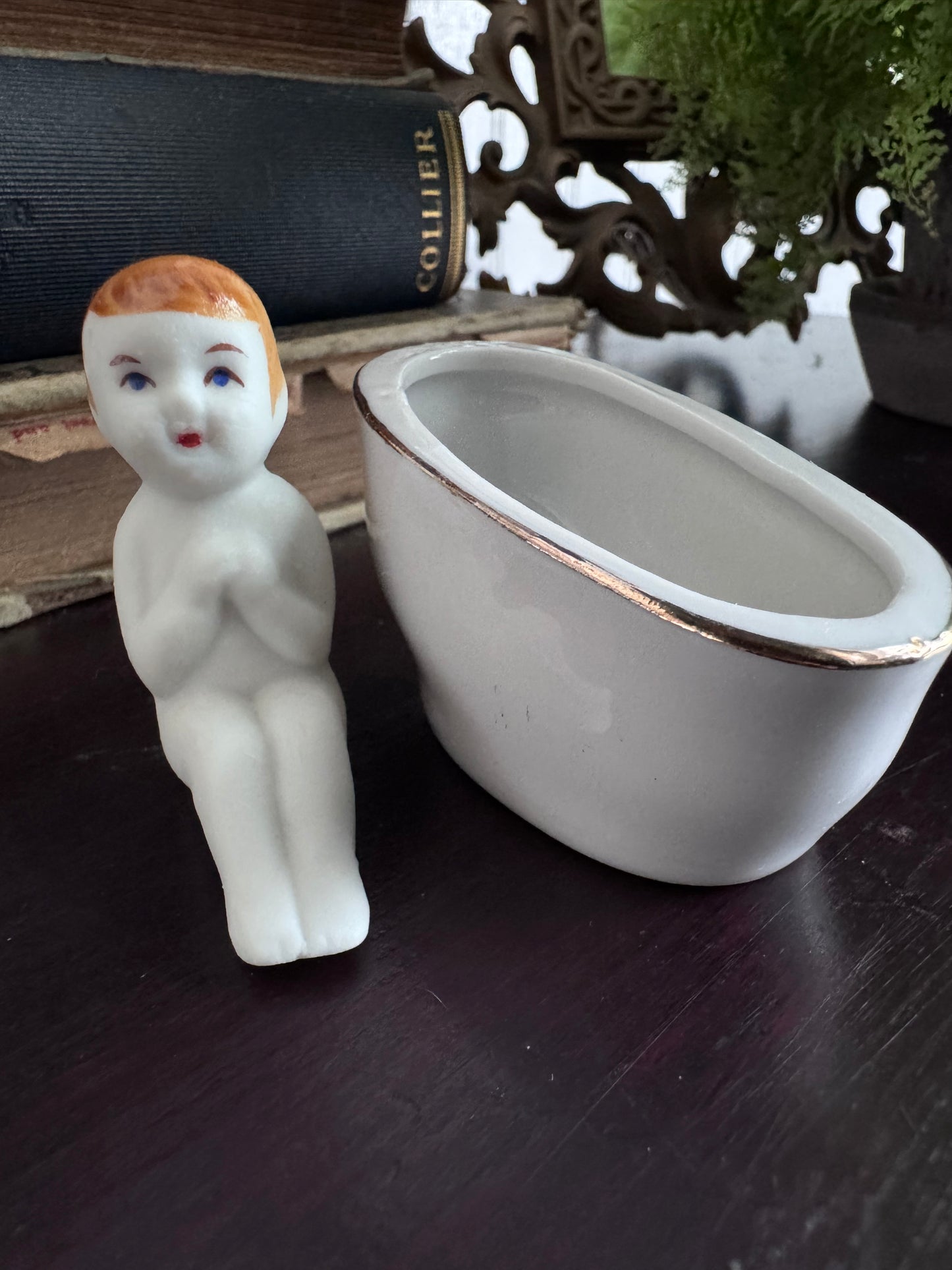 Bisque Porcelain Baby and Tub