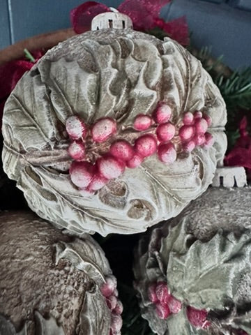 Handmade Holly & Berry Christmas Ornaments