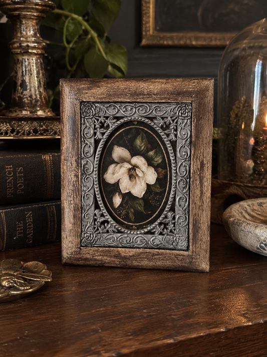 Hand-Painted Magnolia Keepsake Box with Interchangeable Art