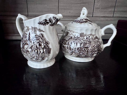 Royal Mail Staffordshire  England Ironstone Creamer and Sugar Set
