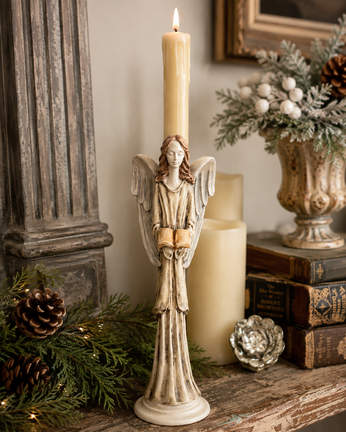Hand Painted Angel Taper Candle Holder