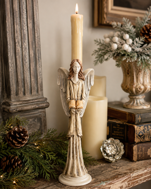 Hand Painted Angel Taper Candle Holder