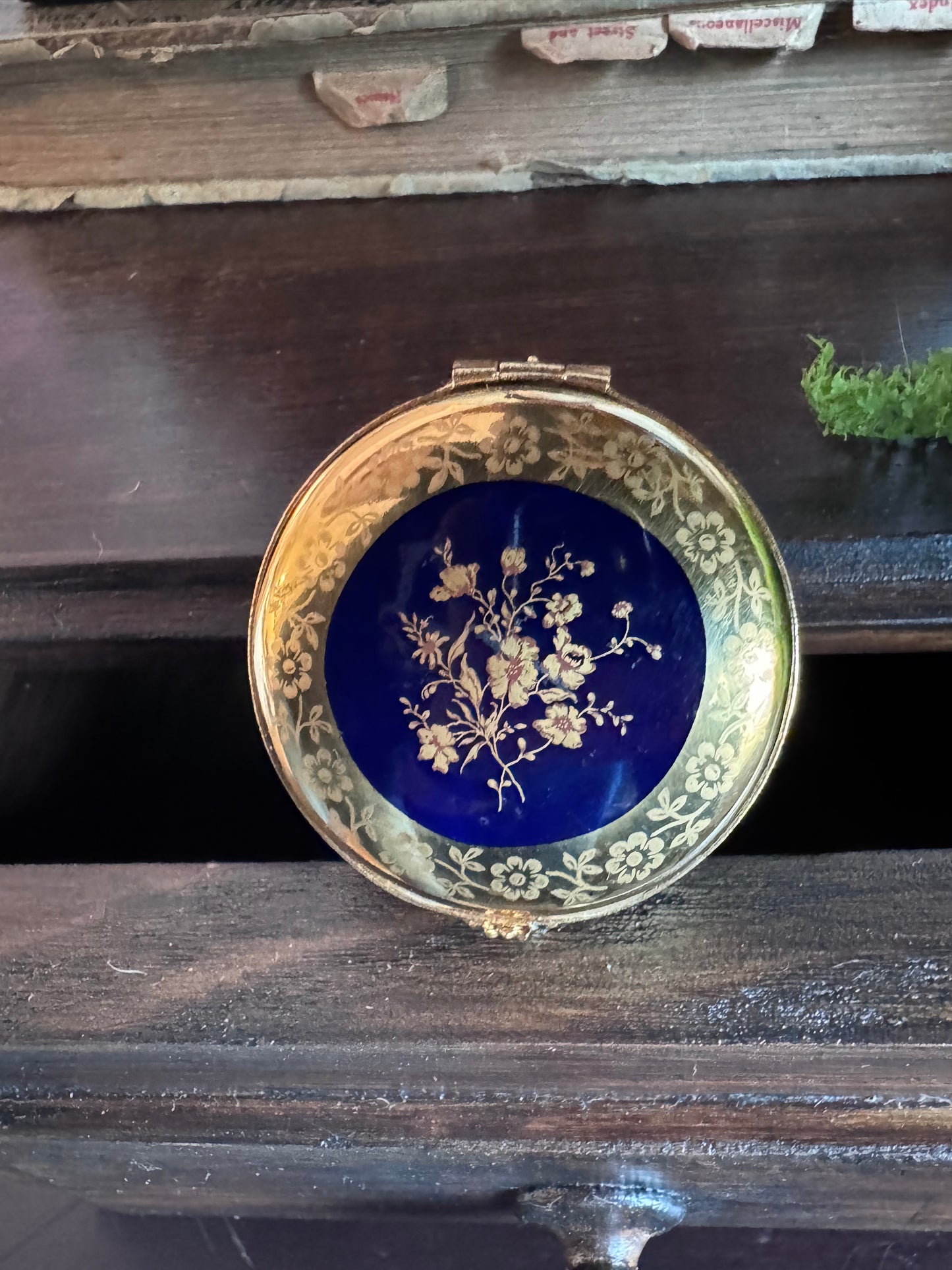 Cobalt Blue and Gold Limoges Trinket Box