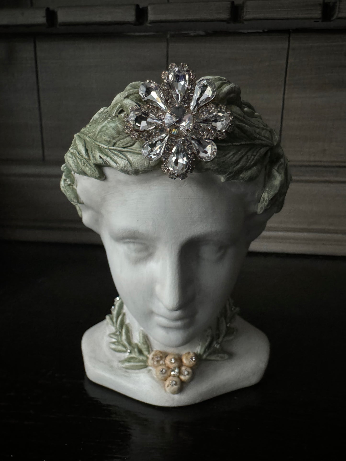 Bust Planter with Leaf Crown and Jewels