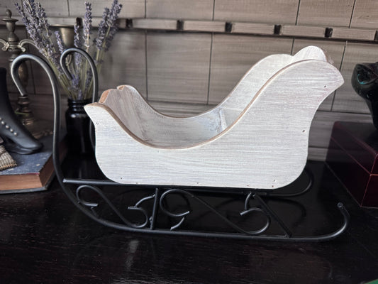 Rustic Wooden Santa Sleigh with Metal Runners