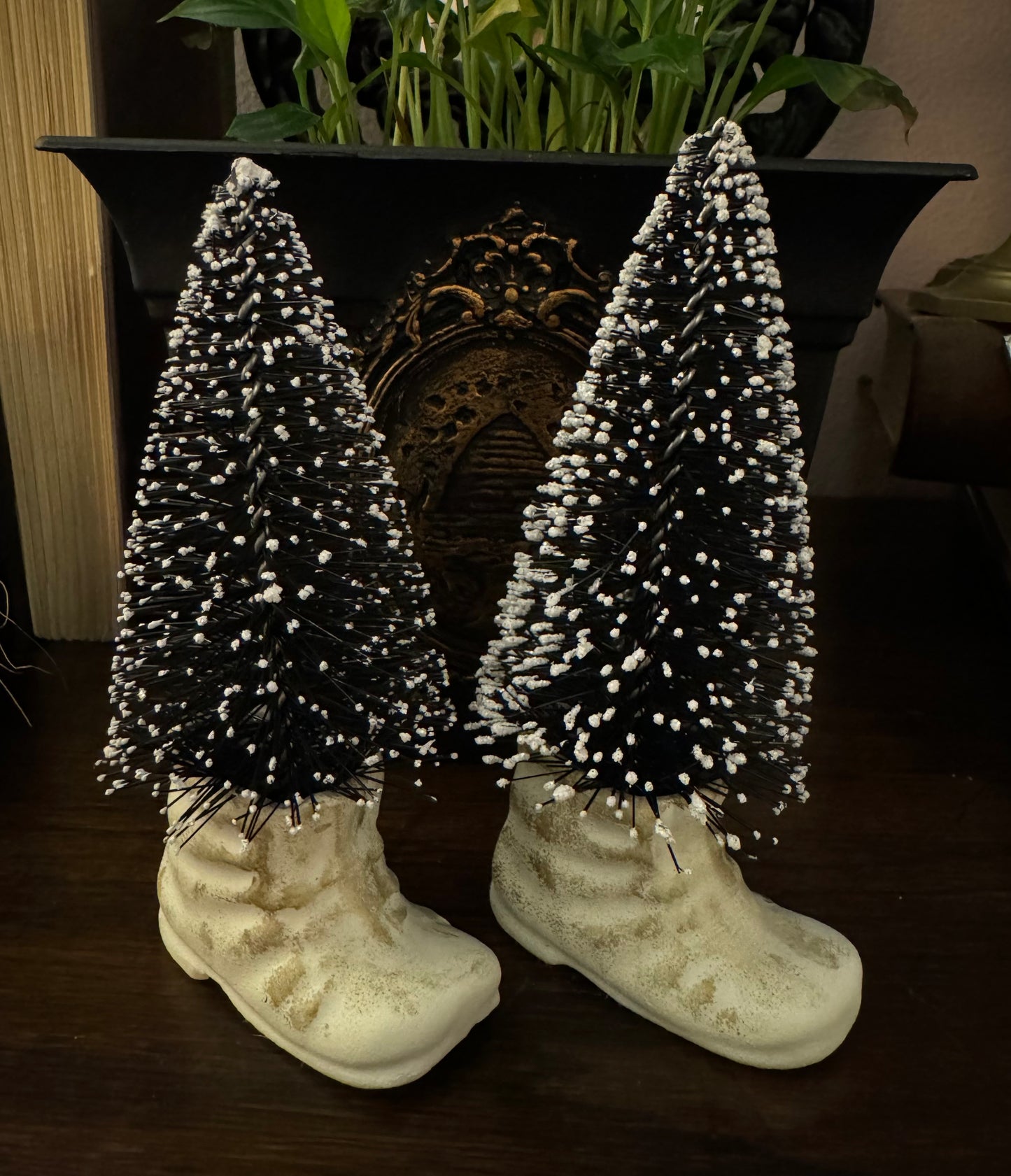 Miniature Porcelain Shoes with Bottle Trees