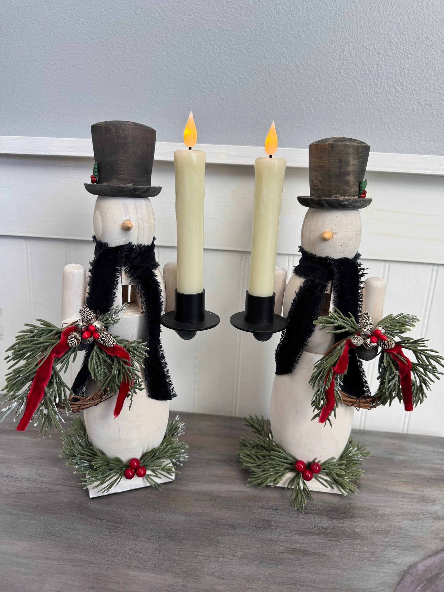 Snowman Nutcracker w/ Candle Holder