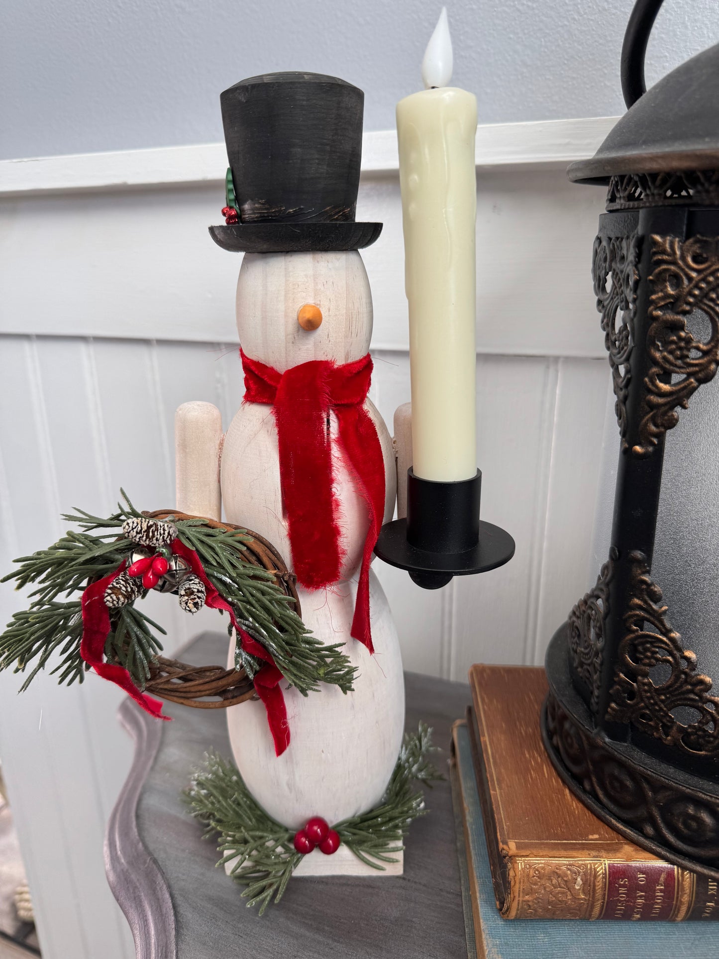 Snowman Nutcracker w/ Candle Holder