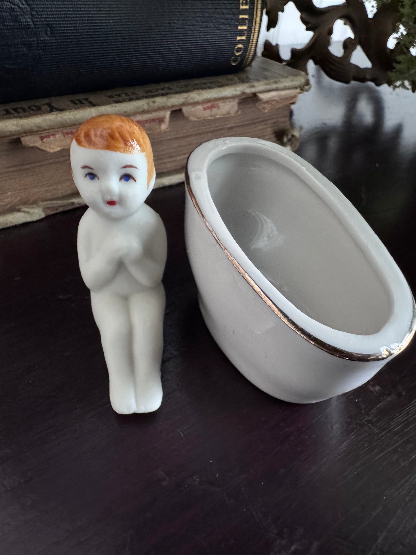 Bisque Porcelain Baby and Tub