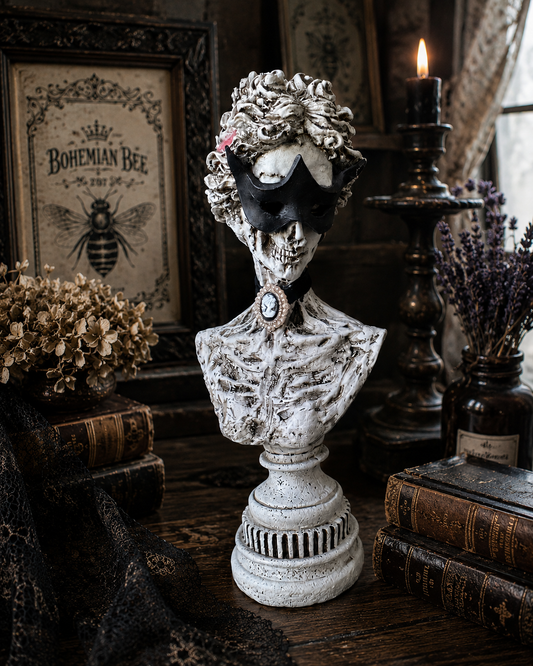 Artist Transformed Gothic Masquerade Bust | Hand Painted Resin Sculpture | Victorian Halloween Decor