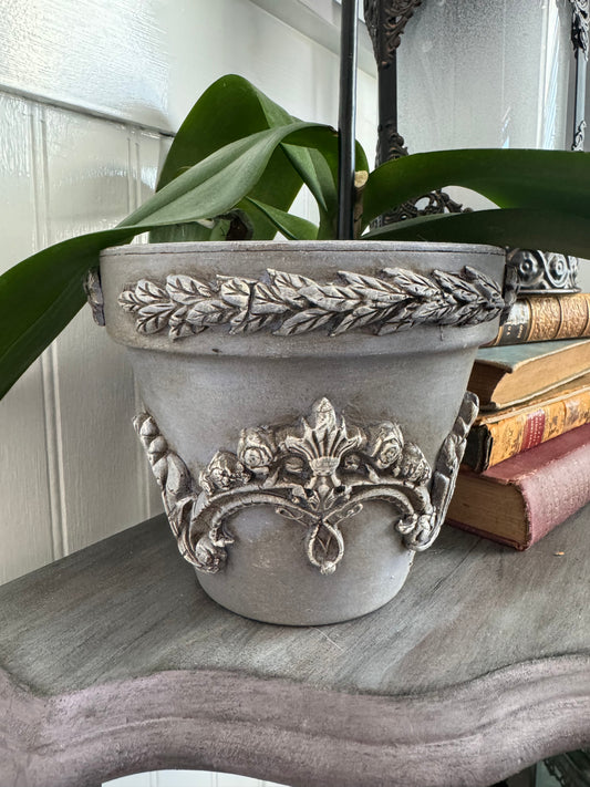 Decorative 6” Terracotta Planter Lavender & White Accents