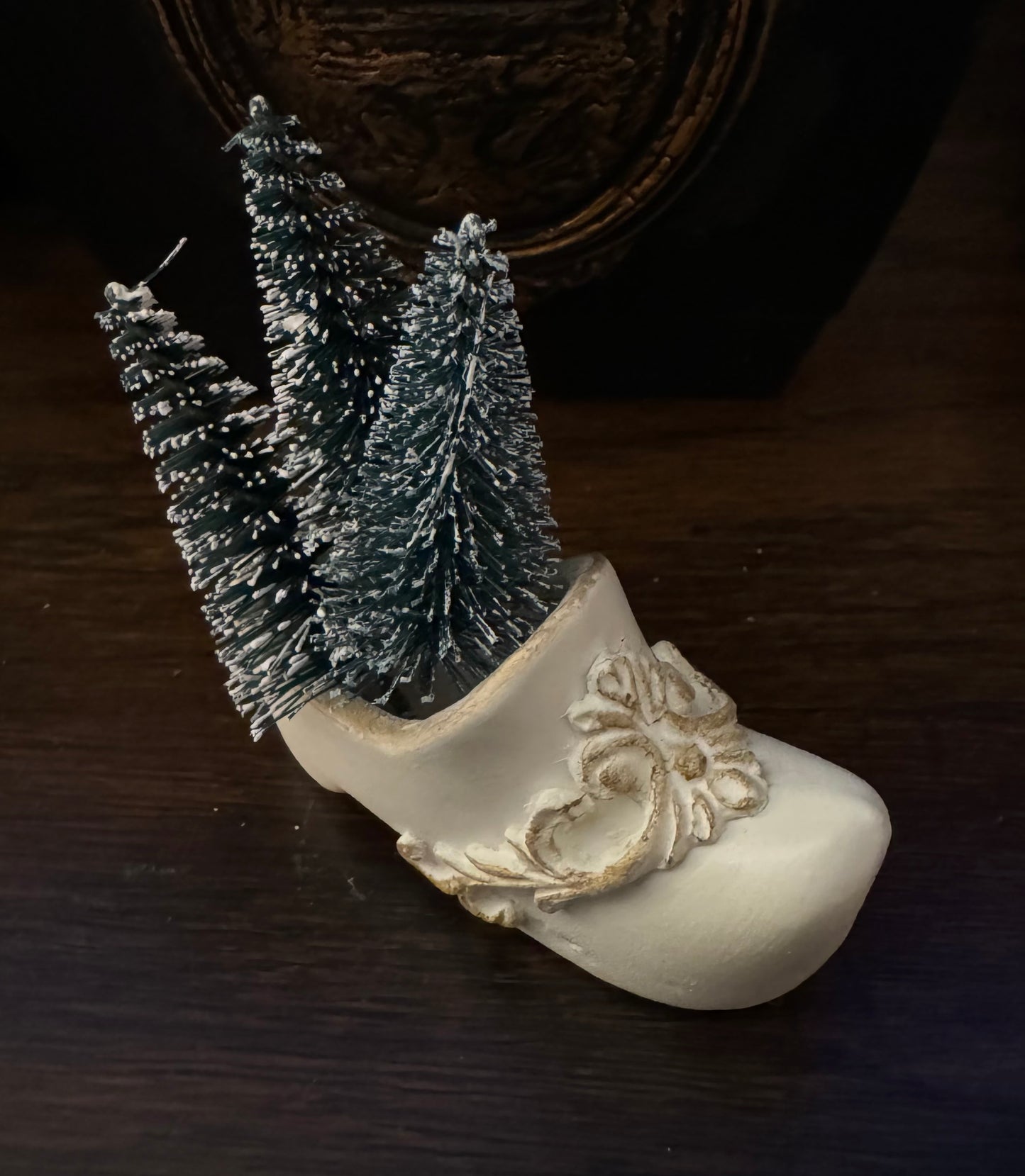 Miniature Porcelain Shoes with Bottle Trees