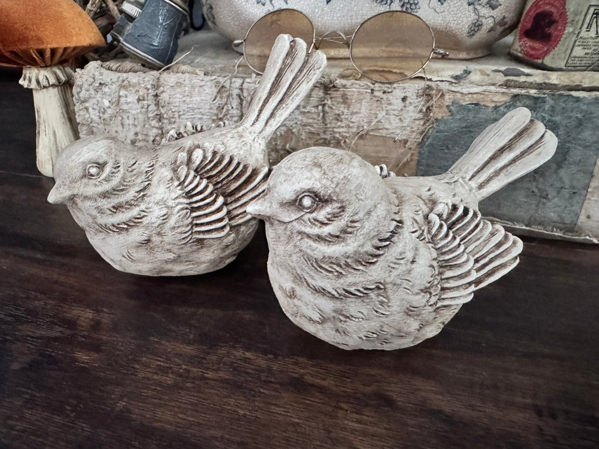 Hand Painted Resin Bird Figurines – Set of 2