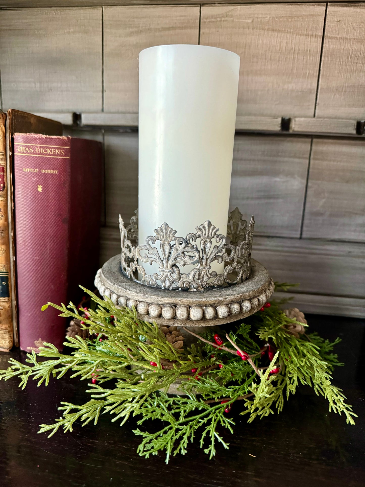Wood and Metal Candle Holder