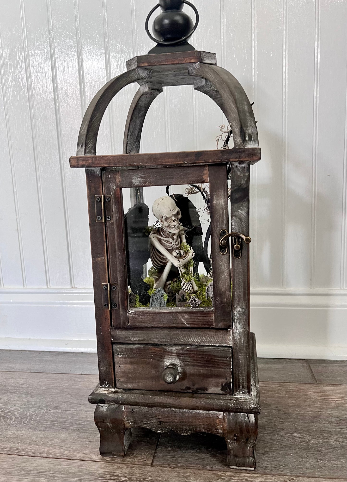 Skelton in Cemetery Lantern